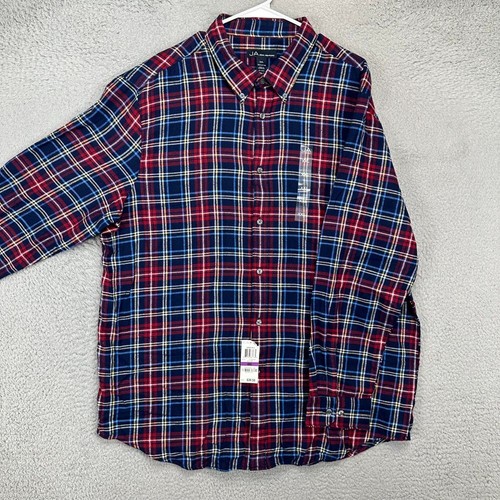 JA John Ashford Shirt Men 2XL Blue Red Plaid Flannel Button Down Long Sleeve NEW - Picture 4 of 9