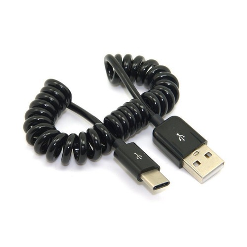 Câble enroulé ressort extensible USB 3.1 Type C mâle vers USB 2.0 Chargeur Data Sync - Photo 2 sur 5
