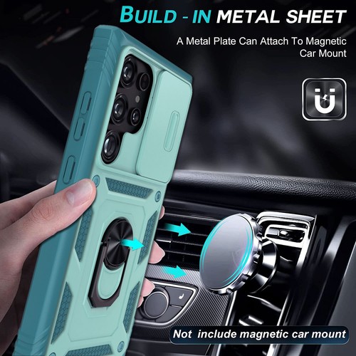 For Samsung Galaxy S22 Ultra Shockproof Case, Magnetic Ring Stand Cover Teal - Picture 4 of 16