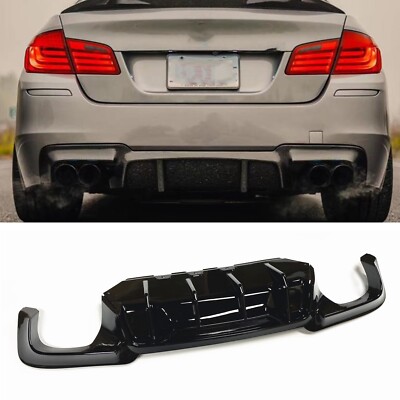 For 2011 2012 2013-2017 BMW F10 MT Style Glossy Black Rear Bumper Diffuser 1PC