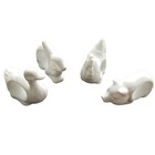 Vintage Porcelain Napkin Ring Set of 4 White Chickens Pigs Rabbits Ducks Japan