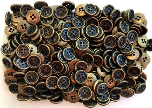 Buttons 15mm 18mm Antique Aged Brass Metal 4 Hole Craft Small Button L143 L143A - Picture 8 of 24