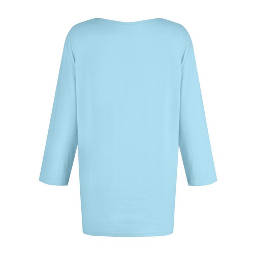Women's 3/4 Sleeve V-Neck T-Shirt Summer Casual Solid Color Loose Tops Blouse HB - Picture 3 of 52