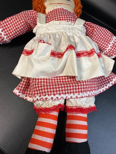HOMEMADE RAGGEDY ANN & ANDY STUFFED DOLLS 24" & 25" INCHES - Picture 6 of 13