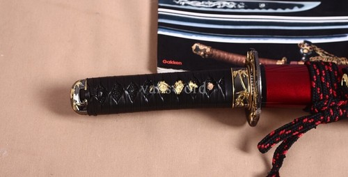 9260 Spring Steel Japanese Wakizashi Samurai Sword Red Sheath Battle Ready Sharp - Picture 8 of 12
