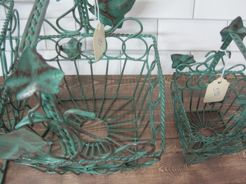 Lot of 3 Vintage Metal Wire Nesting Baskets Ivy Leaves w/ Handle NOS - Picture 10 of 11