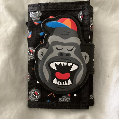 Smiggle Kinder Geldbörse schwarz mit lachendem Gorilla NEU tolle Strumpffüller Idee