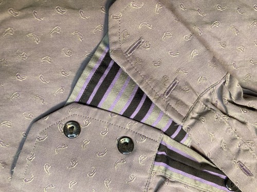Robert graham mens purple embroidered Paisley button shirt Large - Picture 3 of 9