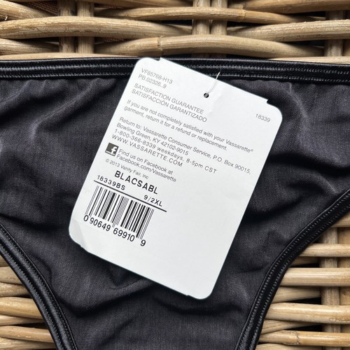 Vassarette Silken Heather Thong Size 9 2XL Black New NWT Silky Sexy Nylon Blend - Picture 3 of 5