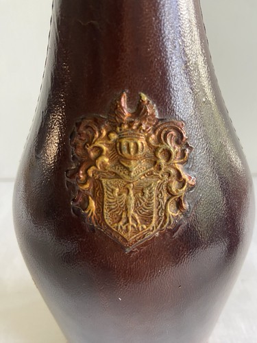 2 Lot Vtg Leather Wrapped Wine Bottles Brown Liquor Wine Stopper Embossed Italy - Picture 16 of 24