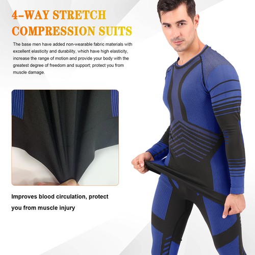Men Thermal Underwear Set Long Johns Long Underwear Base Layer Cold Weather - Picture 4 of 38