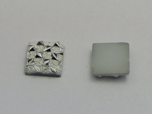 200 pcs Shinny Silver Flatback Acrylic Glitter Square Rhinestone Cabochons 10mm - Picture 5 of 7