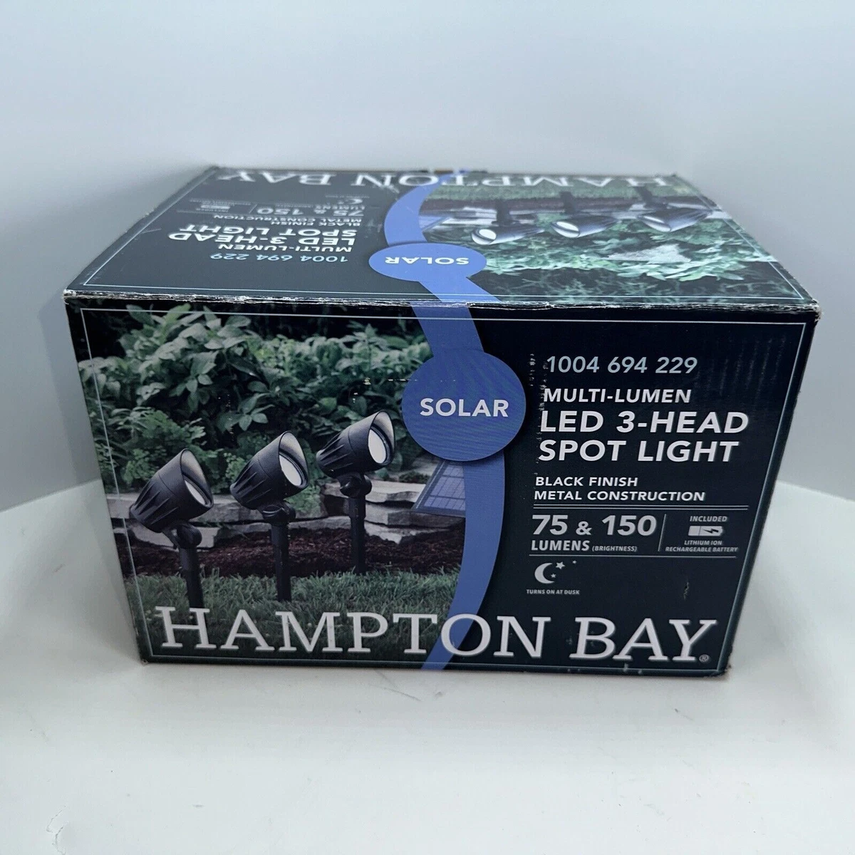 Hampton Bay Solar 50 Lumens Black Integrated LED Spotlight with