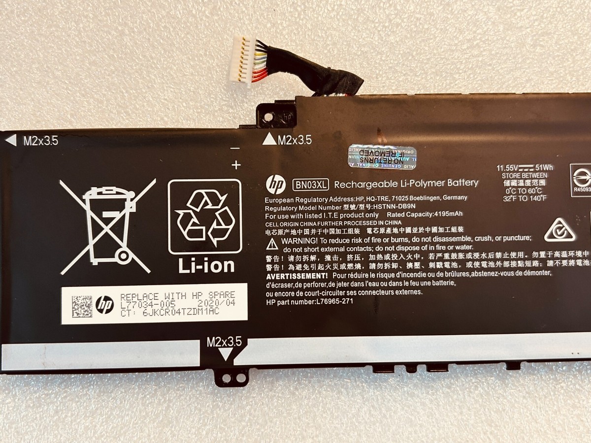 L77034-005 BN03XL GENUINE USED HP BATTERY 11.55V 51WH 15M-E 15M  
