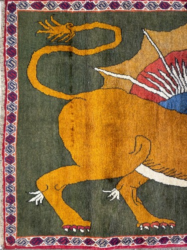 VINTAGE LION & SUN RUG HAND MADE PERSIAN QASHQAI WOOL CARPET (5FT X 3FT) CLEAN - Picture 4 of 10