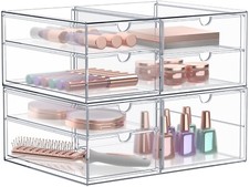 Sorbus Acrylic Cosmetic Makeup 7 Drawers Clear Stackable Storage Bins - 2Pc