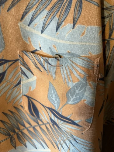 Joe Marlin Original Outfitters Hawaiian Button Down Shirt Orange/Blue Mens Large - Picture 3 of 4