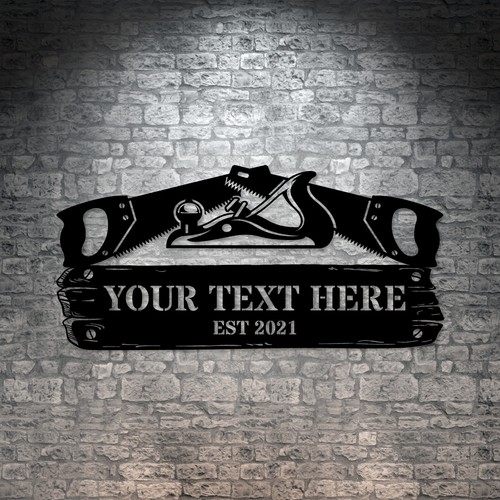 Carpenter Saw & Plane Personalized Metal Wall Sign. Woodworker Wall Hanging Gift - Picture 6 of 6