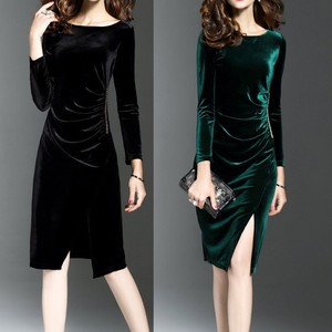 Women Las Elegant Casual Autumn Velvet Dress Winter Long Sleeve Image Is Loading Women Las Elegant Casual Autumn Velvet Dress Winter