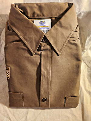 VTG United Parcel Service UPS Shirt Men's L Brown Button Up Long Sleeve Uniform
