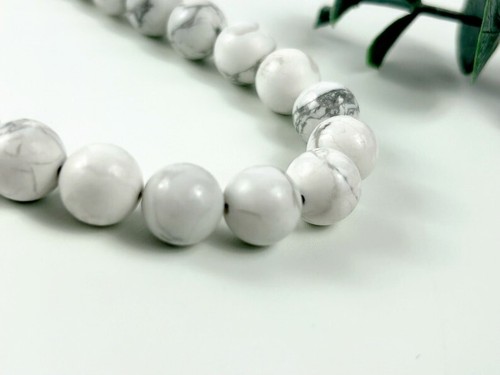 Collana di perline pietre preziose rotonde lisce 8 mm AAA++ Howlite bianco naturale regalo 20" - Foto 7 di 14
