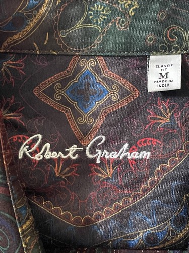 Robert Graham Carlyle Shirt Paisley Embroidered Men M Long sleeve button up Flip - Picture 2 of 10