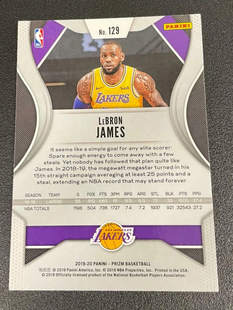 2019-20 Panini Prizm LEBRON JAMES Base Card No 129 LAKERS | eBay