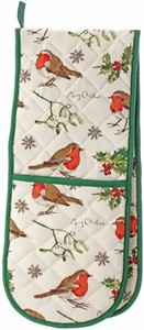 Ulster Weavers Madeleine Floyd Christmas Robins Holly Double Oven Gloves Mitts