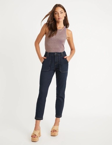 BNWT size 12 ladies Rockmans Pocket Front Slim Leg Jean Dark