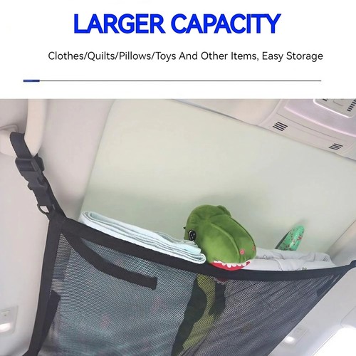 Car Ceiling Storage Nets Pocket Car Roof Bag Interior Cargo Net Breathable Mesh - Picture 10 of 19