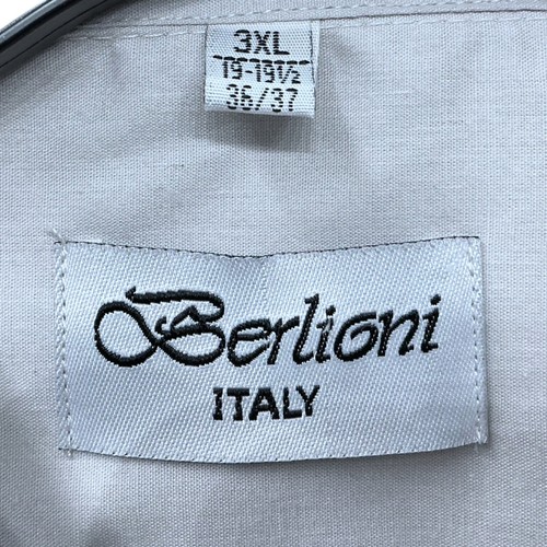 New Berlioni Italy Men Premium Classic Cuff Solid Dress Shirt light gray new 3XL - Picture 3 of 12