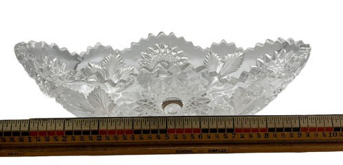 VTG EAPG Crystal Cut Glass Banana Canoe Shaped Fruit Bowl Saw Tooth Edge - Picture 5 of 8
