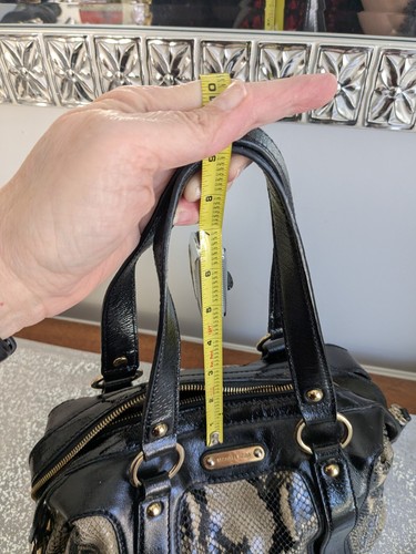 Michael Kors Honey Black Patent Leather Snake Python Embossed Tote Shoulder Bag - Picture 16 of 16