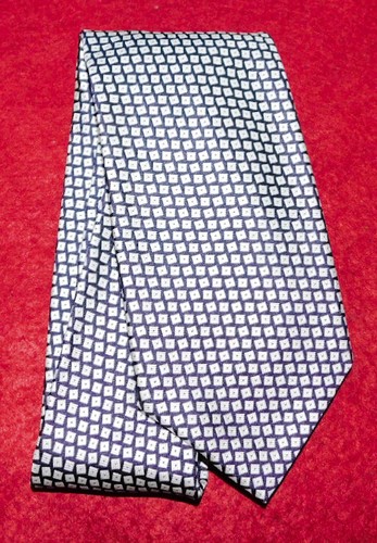BARNEYS NEW YORK MADE IN ITALY PURPLE/WHITE SQUARES MOTIF TIE - TIES - NECK TIES - Picture 2 of 3