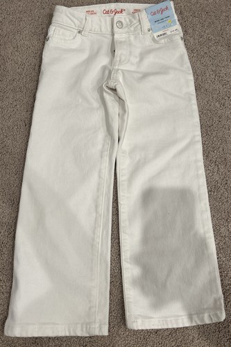 NWT Cat And Jack Jeans NWT Size 6 Girls Zip White Adjustable Waist Stretch