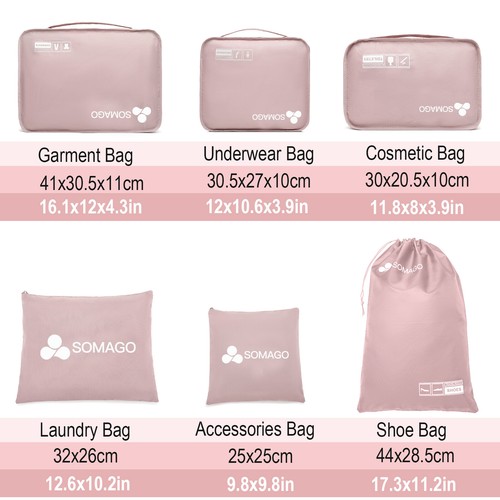 6Pcs/Set Travel Storage Bag for Clothes Luggage Packing Cube Organizer Suitcase - Picture 36 of 43