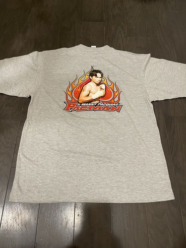Vintage NO FEAR X Manny Pacquiao Shirt Men’s Size Large Y2K Boxing Grey Rare - Picture 4 of 8