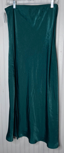 Maurices Womens SKIRT L Ivy Green Pullon Elastic Waist Sexy Slit Elegant NEW - Picture 6 of 12