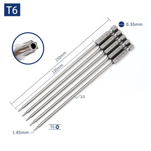 5x Torx Screwdriver Bit Set T5-T40 100-150mm Hex Security Magnetic Tamper Proof - Picture 25 of 35