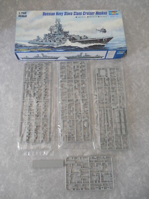 RUSSIAN NAVY SLAVA CLASS CRUISER MOSKVA, 1:700 SCALE, TRUMPETER, OPEN BOX!
