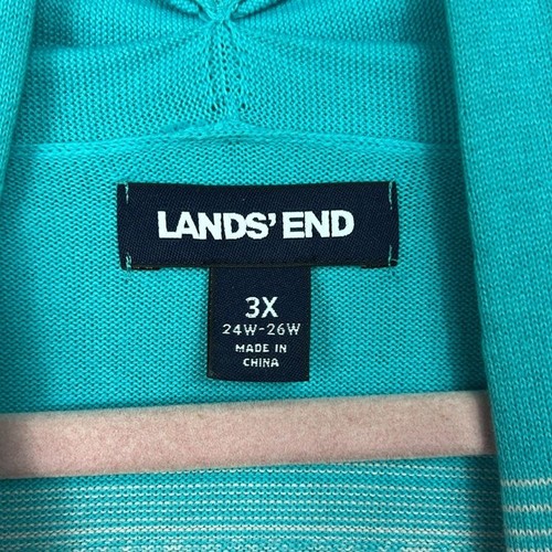 Lands’ End Pastel Stripe Open Front Long Cardigan 3X 24W-26W - Afbeelding 2 van 8