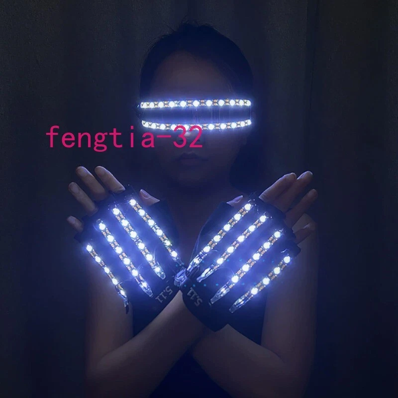 LED Laser Light Gloves LED Glasses Props DJ Party Cosplay Nightclub Dancer Bar - Image 3 of 4