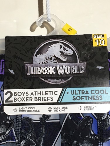 Jurassic World Boys Athletic Boxer Briefs Size 10 2 Pack Dinosaurs - Picture 8 of 12