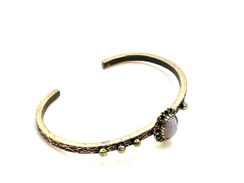 COPPER CUFF BRACELET - Handmade - Hand Carved - Amethyst Stone- Adjust. Size - Picture 7 of 13