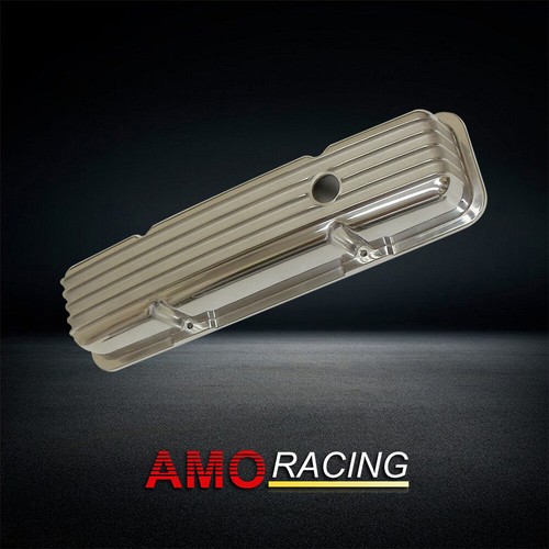 Short Aluminum Finned Valve Covers Fit Chevy SBC 283 305 350 1958-1986 Polilshed - Bild 5 von 5