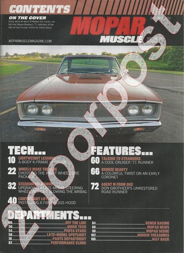 Mopar Muscle Magazin Oktober 2011 Top Zustand Dodge Plymouth Chrysler - Bild 2 von 2