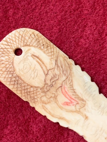 ALTER 5 3/4" Brieföffner Scrimshaw Typ Dekoration auf weißem organischem Material - Bild 2 von 7