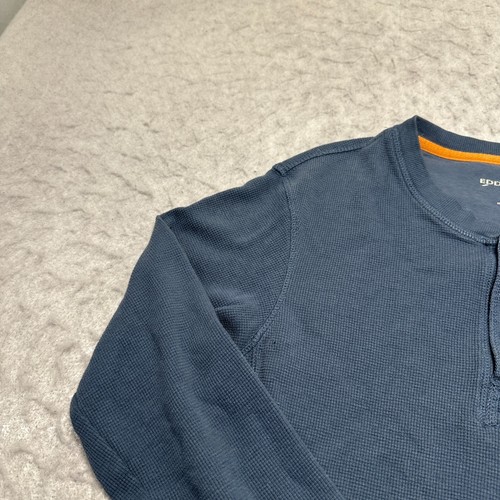 Eddie Bauer Waffelstrick Thermo Shirt Blau Henley Ausschnitt Herren Größe Large L - Bild 3 von 12