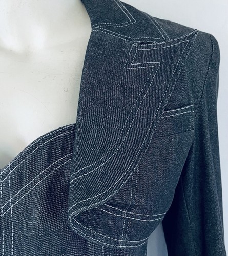 Vintage Patrick Kelly Paris 1980s Denim Strapless Ruffle Dress Matching Bolero - Picture 11 of 13