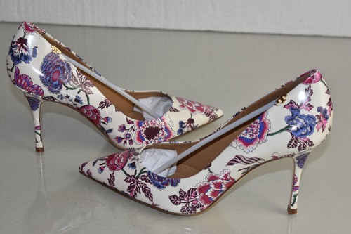 $378 NEW Tory Burch PENELOPE 85 PRINTED PUMPS Happy Times Floral White Heels 10 - Picture 15 of 20